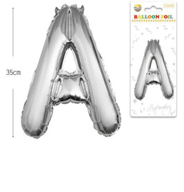 GLOBO LETRA A METALICO PLATA 70 CM