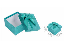 CAJA DE JOYERIA ACABADO GLITER 9.5X9.5 660126 AZUL