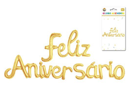 GLOBO LETRERO FELIZ ANIVERSARIO ORO DS03248
