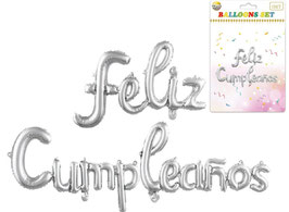 GLOBO LETRERO FELIZ CUMPLEAÑOS PLATA DS08724