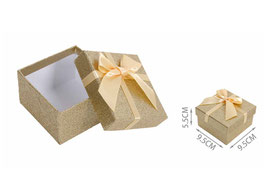CAJA DE JOYERIA ACABADO GLITER 9.5X9.5 660124 ORO