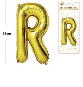 GLOBO LETRA R METALICO ORO 70 CM