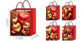 BOLSA CORAZONES ORO ROJO 660773 MEDIANA
