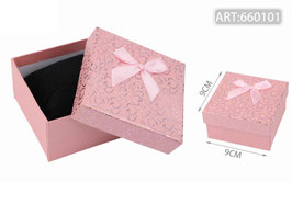 CAJA DE JOYERIA 9X9 660101 CORAZONES ROSA