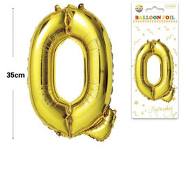 GLOBO LETRA Q METALICO ORO 100 CM