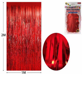 CORTINA DE FLECOS COLOR ROJO DS05862