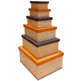 CAJA DE MADERA CUBICA TAPA BASE 24X24X12 DE LUJO