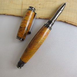 Stylo roller Kamet haut de gamme en noyer avec incrustations