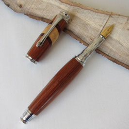 Stylo plume Kamet haut-de-gamme en bois de violette avec liserés padouk et buis
