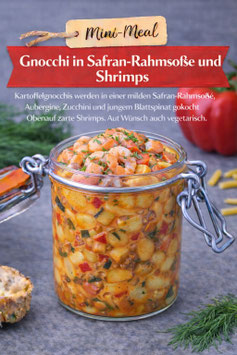 Gnocchi in Safran-Rahmsoße und Shrimps