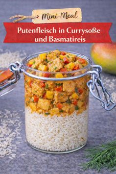 Putenfleisch in Currysoße und Basmatireis