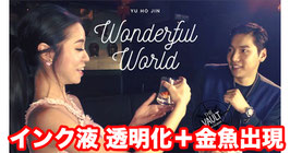 Wonderful World / ワンダフル ワールド（インク液 透明化＋金魚出現）by Yu Ho Jin