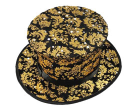 Folding Top Hat (Black) / 隠しポケット付き トップハット【黒（模様付）】