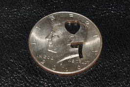 7 of Hearts Half Dollar/ くり抜きハーフダラー（ハート７）【本物切削】