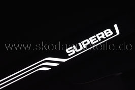 LED Einstiegsleiste mit beleuchteter Alu-Einlage "SUPERB" - original - SKODA SUPBERB III