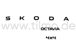 NEW DESIGN 2024 BLACK Schriftzug Emblem Heckklappe "SKODA, OCTAVIA, 4x4" - original - SKODA OCTAVIA