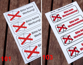 4er-Sets "Bitte keine Werbung" & "Bitte kein Werbematerial"