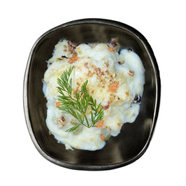 Gratin met gehakt, wortel-bloemkool en puree