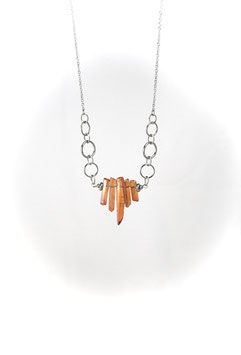 #1704-2, Coral Crystals and rings, Necklace/Collier