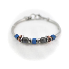 #2047 - "Dragonfly", Labradorite, Copper & Electric Blue Hematite, Bracelet