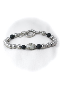 #1540-KJ, Kiwi Jasper & Stainless Steel, Bracelet