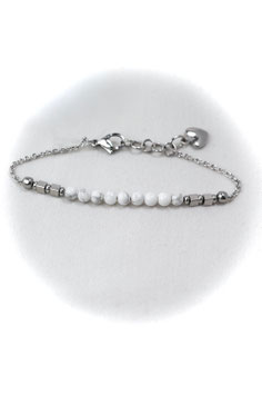 #1752-HW, Tiny Swoop Marble Howlite, Bracelet