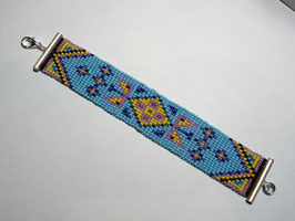Bracelet Amérindien 3 cm dominance bleu clair