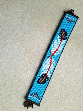 Bracelet 2,5 cm style "Amérindien" plumes