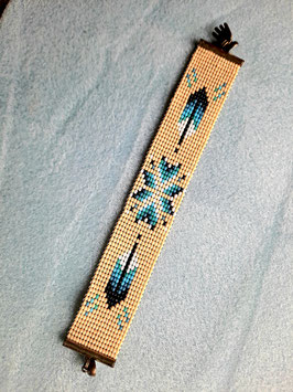 Bracelet 2,5 cm style "Amérindien" fond dominant beige