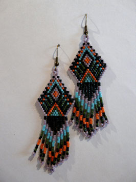 Boucles d'oreilles style Amérindien multicolore