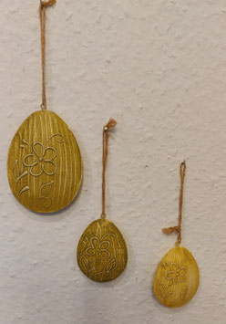 Osterei grün oder gelb, Vintage, Metall bauchig,  mit floralem Design - einseitig - verschiedene Varianten