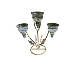 Chandelier crème 3 branches coupes verre B002