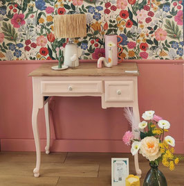 Console 2 tiroirs rose et bois Romane
