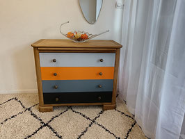 Commode vintage 4 tiroirs bois et dégradé de couleurs Pep's