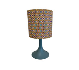 Lampe à poser pied bleu abat-jour fleurs multicolore Tulipe
