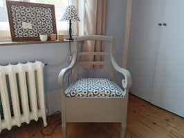 Fauteuil bois gris patiné assise fleurs Mimi