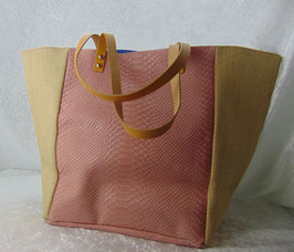 Leder- Textil- Handtasche