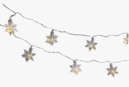 Guirnalda Led Copos De Nieve Metal 2,10 Mts. A pila