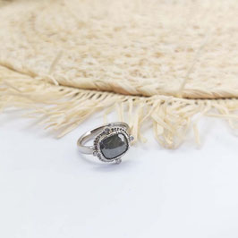 Ring witgoud met grijze fancy diamant en briljant geslepen diamant VERKOCHT