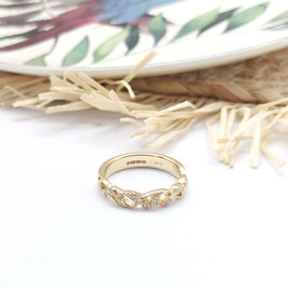 ring goud met krullen en blaadjes vintage style met diamant