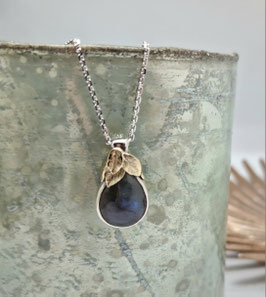 Hanger zilver met goud en labradoriet incl zilver collier
