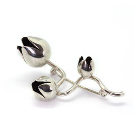 broche zilver met tulpen