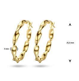 oorringen 14 krt goud gedraaid diameter 25 mm