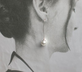 Lange Perlenohrringe, Ohrhänger Muschelkern weiß, 925 Silber - s967