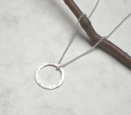 925 Silber Kette Ring gehämmert + gebürstet 20 mm - Ringkette Sterlingsilber (k981)