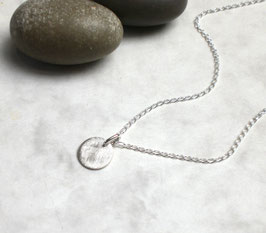 Feine Kette mit kleiner Scheibe 925 Silber gebürstet, Halskette Dot mattiert - k978