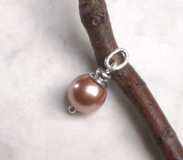 Muschelkern Anhänger apricot 925 Silber, Perlenanhänger mit Kappe (p904)