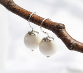 Weiße Korallen Ohrringe 925 Silber, pure Ohrhänger Schaumkoralle (s959)