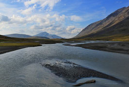 Foto-Druck auf Leinwand, Motiv: 4684-2, Am Smájllájåjkå, Sarek, auf einen Trägerrahmen gespannt.