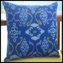 Blue Ikat with Orchid